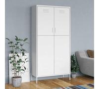 LoogCape Armoire blanche 90 x 50 x 180 cm en acier avec 4 étagères réglables, portes coulissantes et tringle à vêtements, garde-robe multifonction pour chambre à coucher, couloir, cave ou camping