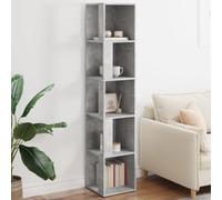 LoogCape Armoire d'angle Gris béton 33x33x164,5 cm en Bois d'ingénierie pour Salon, Chambre ou Bureau avec Compartiments modulables, Rangement sécurisé et Fixation Murale Incluse