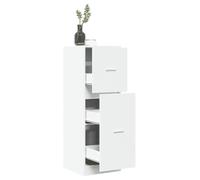 LoogCape Armoire d'apothicaire Blanche 40x41x118 cm en Bois d'ingénierie avec 3 tiroirs et Serrure métallique, Meuble de Rangement Multifonctionnel pour Chambre, Salon, Bureau ou Cuisine