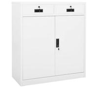 LoogCape Armoire de Bureau Blanche en Acier 90x40x102 cm avec Serrure, tiroirs à roulements à Billes, étagères réglables, 90 kg, idéale pour Rangement Professionnel ou Domestique