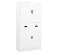 LoogCape Armoire de Bureau en Acier Blanc 90x40x180 cm avec Serrure tiroirs à roulements à Billes étagères réglables Stockage sécurisé mobilier Professionnel