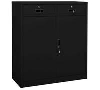 LoogCape Armoire de Bureau en Acier Noir 90x40x102 cm avec Serrure tiroirs à 3 Compartiments étagères réglables Meuble Rangement Professionnel