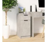 LoogCape Armoire de bureau en bois gris béton - 33,5 x 50 x 75 cm - Rangement avec tiroir et compartiment - Pour bureau, chambre à coucher, couloir, cave et garage