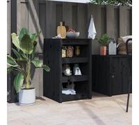 LoogCape Armoire de Cuisine d'extérieur MEPPEL Noir 55x55x92 cm Bois pin Massif Meuble Rangement modulable pour Cuisine de Jardin avec Porte tiroir et étagère