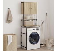 LoogCape Armoire de machine à laver en chêne Sonoma - 68 x 48,5 x 194 cm - Avec accessoires de rechange - Socle - Tapis amortisseur pour machine à laver et sèche-linge, peu encombrant, stable