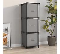 LoogCape Armoire de Rangement 3 tiroirs en Tissu Gris 34x34x101 cm avec Structure en Acier Robuste pour Chambre Salon Bureau ou Cuisine, Design léger et modulable