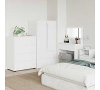 LoogCape Armoire de rangement blanche 80 x 48 x 105 cm en bois avec 4 tiroirs, armoire multifonction pour chambre à coucher, couloir, bureau