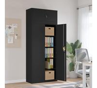 LoogCape Armoire de Rangement en Acier Noir 90x40x220 cm avec étagères réglables système verrouillable pour Bureau Chambre Garage et Espace Professionnel