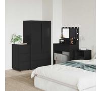 LoogCape Armoire de rangement noire 40 x 48 x 81 cm en bois avec tiroir 3 compartiments de rangement, armoire multifonction pour bureau, chambre à coucher, rangement