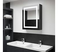 LoogCape Armoire de Salle de Bain à Miroir LED 50x13x70 cm Anthracite avec Rangement intérieur 3 étagères, éclairage Doux, connecteur USB, Finition MDF mélaminé, idéale pour Toilette et Maquillage