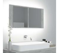 LoogCape Armoire de Salle de Bain à Miroir LED Gris béton avec éclairage RVB et Rangement intérieur, Design Contemporain, matériaux Acrylique léger, Dimensions 90x12x45 cm