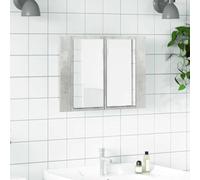 LoogCape Armoire de Salle de Bain à Miroir LED Gris béton en Bois d'ingénierie avec éclairage RVB, Rangement intérieur, Dimensions 60 x 12 x 45 cm, Support Mural, idéal pour Toilette et Douche