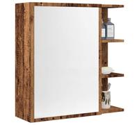 LoogCape Armoire miroir aspect bois vieilli et verre - 62,5 x 20,5 x 64 cm - Montage mural pour meubles de salle de bain, rangement, organiseur, miroir, salle de bain et buanderie