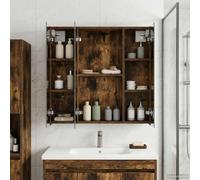 LoogCape Armoire Miroir de Salle de Bain Chêne Fumé 70 x 14,5 x 70 cm pour Rangement Murale, Support Miroir Double Facette, Meuble de Toilette, Organisateur d'eau et Trousse de Salle d'eau