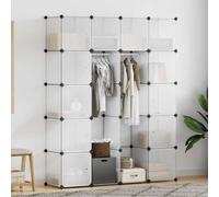 LoogCape Armoire modulaire blanche avec 14 compartiments 37 x 146 x 180,5 cm, espace de rangement flexible pour chambre à coucher, chambre d'enfant, couloir, organiseur, montage facile, support de
