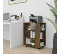 LoogCape Armoire roulante en Bois d'ingénierie chêne fumé 60x35x75 cm avec roulettes verrouillables pour Bureau Chambre ou Garage