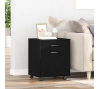 LoogCape Armoire roulante en Bois d'ingénierie Chêne Noir 45 x 38 x 54 cm avec Porte affleurante et poignée en D pour Rangement Pratique Bureau Salon Chambre