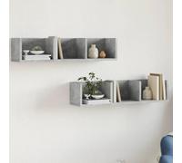LoogCape Armoires murales 2 pièces Gris béton 75x18x16,5cm Bois d'ingénierie Support Suspendu décoration Murale pour Salon Chambre Cuisine Bureau Rangement Pratique