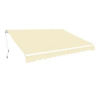 LoogCape Auvent à bras articulé, blanc crème, 400 cm, avec cadre en aluminium, polyester enduit de polyuréthane 270 g/m², manivelle, support mural, extensible, pour balcon, terrasse, jardin, résistant