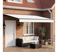 LoogCape Auvent électrique extensible blanc et anthracite 4 x 3 m, système de protection solaire résistant aux intempéries avec télécommande, ombrage UV pour balcon, terrasse, jardin, demi-cassette