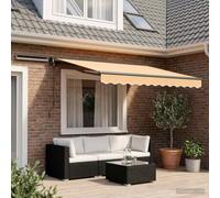 LoogCape Auvent électrique extensible sable 3,5 x 2 m, aluminium et polyester avec revêtement PU, demi-cassette, télécommande, protection UV, pour terrasse, balcon, jardin, extérieur