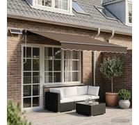 LoogCape Auvent électrique extensible taupe 4 x 3 m, bras articulé avec télécommande, protection solaire pour balcon, terrasse et jardin, polyester résistant aux intempéries, cadre en aluminium