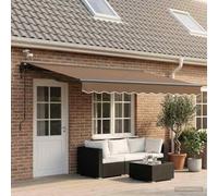 LoogCape Auvent électrique extensible taupe 4 x 3 m pour balcon, terrasse, jardin, protection solaire résistante aux intempéries, avec télécommande et manivelle, extensible, protection UV, montage