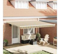 LoogCape Auvent extensible à bras articulé, vert, jaune, 450 x 300 x 165 cm, polyester, aluminium, résistant aux intempéries, protection UV, pour balcon, terrasse, jardin, manivelle manuelle