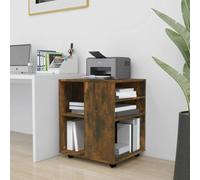 LoogCape Bac à roulettes en chêne fumé 60 x 53 x 72 cm avec 4 roulettes, 2 verrouillables, armoire de rangement, armoire multi-usages pour bureau, bureau et étagère