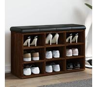 LoogCape Banc à chaussures avec coussin d'assise aspect chêne marron 82 x 32 x 50 cm Banc de couloir avec espace de rangement Armoire à chaussures pour entrée d'ordre