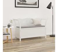 LoogCape Banc avec espace de rangement 107 x 45 x 75,5 cm en bois massif de sapin blanc, coffre pour couloir, avec dossier et accoudoirs, espace pour chaussures et rangement