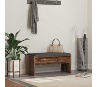 LoogCape Banc de couloir avec coussin en bois vieilli, 83 x 38 x 40 cm, banc avec espace de rangement, rangement pour couloir, garde-robe à chaussures, rembourrage confortable pour l'intérieur