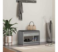LoogCape Banc de couloir avec coussin et étagère, en bois Sonoma gris et tissu, 63 x 38 x 45 cm, avec étagère de rangement pour armoire à chaussures, garde-robe dans le couloir