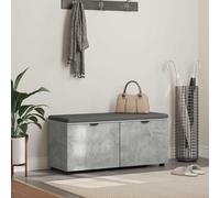 LoogCape Banc de couloir avec coussins, étagère gris béton, 100 x 38 x 46 cm, bois et tissu, avec 2 étagères, espace de rangement pour chaussures, garde-robe, intérieur