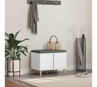 LoogCape Banc de couloir, blanc, 60 x 38 x 46 cm, en bois et tissu, banc avec coussin, rangement à chaussures, étagère et coffre de rangement, peu encombrant, pour couloir et entrée