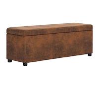 LoogCape Banc de rangement avec compartiment de rangement - 116 cm - Marron - Aspect daim - Banc de rangement pour couloir, chaussures, garde-robe, salon, garder l'ordre avec espace de rangement