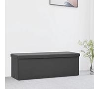 LoogCape Banc pliable avec espace de rangement, housse en PVC gris, coffre de rangement en MDF, 110 x 38 x 38 cm, pour couloir, étagère à chaussures, pliable avec rembourrage et couvercle amovible