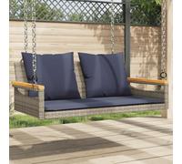 LoogCape Banc suspendu avec coussin gris - Banc de jardin en rotin synthétique et cadre en acier - 109 x 62 x 40 cm - Siège avec fonction balançoire - Résistant aux intempéries - Pour terrasse et