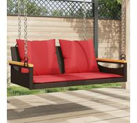 LoogCape Banc suspendu avec coussin - Marron - 109 x 62 x 40 cm - En rotin synthétique - Avec cadre en métal - Siège avec coussin d'assise - Résistant aux intempéries - Pour balcon, terrasse