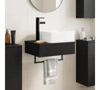 LoogCape Basin de Lavage Mural Noir 50 x 41 x 39 cm en Bois d'ingénierie, Montage Mural, Design Moderne, idéal pour optimiser l'espace et Apporter Un Style Contemporain à Votre Salle de Bain