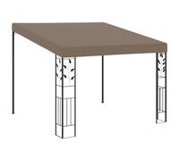 LoogCape Belvédère Mural Taupe 3x3x2,5 m avec Tissu Polyester Durable, Structure en Acier Enduit, idéal pour Jardin terrasse Patio extérieur Camping Plage et réception