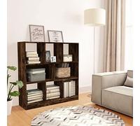 LoogCape Bibliothèque Chêne fumé 97,5x29,5x100 cm Bois d'ingénierie avec Rangement Pratique pour Salon, Chambre, Bureau, Meuble étagère, cloison décorative et Solution de Stockage élégante