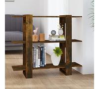 LoogCape Bibliothèque en Bois d'ingénierie chêne fumé 100x30x87 cm Meuble étagère Rangement Livre Bureau Salon Chambre cloison séparateur Pratique