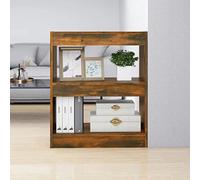 LoogCape Bibliothèque en Bois d'ingénierie chêne fumé 60x30x72 cm avec Compartiments de Rangement pour Salon Bureau Chambre Enfant et entrée, idéale comme cloison ou Porte-Documents