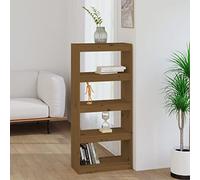 LoogCape Bibliothèque Marron Miel 60x30x135,5 cm en pin Meuble de Rangement pour Livres Bureau Salon Chambre Enfant avec Compartiments et cloison de séparation Design élégant