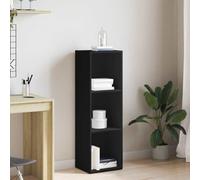 LoogCape Bibliothèque Meuble TV Noir 36x30x114 cm Bois d'ingénierie avec 3 Compartiments, Rangement Polyvalent pour Salon, Chambre, Bureau, Meuble de Rangement avec Porte et étagère Murale