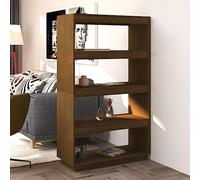 LoogCape Bibliothèque séparateur de pièce Marron Miel 80x35x135 cm en pin Meuble Rangement Livre pour Salon Chambre Bureau cloison Murale