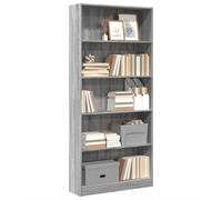 LoogCape Bibliothèque Sonoma Gris 80x24x176 cm en Bois d'ingénierie, Meuble de Rangement pour Salon Bureau Chambre, étagère à Livres avec Compartiments Ouverts
