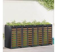LoogCape Boîte à poubelles pour 4 bacs en acier anthracite - Résistante aux intempéries et aux UV - Avec fonction d'extension - Brise-vue - Ventilation - Pour jardin, terrasse, extérieur