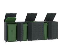 LoogCape Boîte à poubelles pour 5 tonnes - Anthracite - 345 x 79 x 117 cm - En acier - Verrouillable - Avec couvercle à ressort à gaz - Pour extérieur, jardin, terrasse et jardin d'entrée